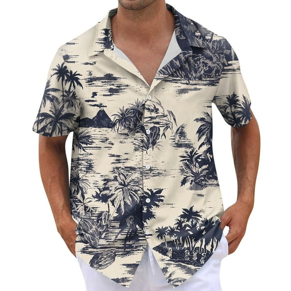 NAMTYQX Mens Graphic T-Shirts Button Up Short Sleeve Textured Patterned Plus Size Light Vneck Casual Graphic Tees Men Navy Size L
