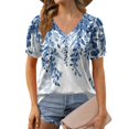 thumbnail image 1 of NAMTYQX Short Sleeve Shirts for Women Light Printed V Neck Plus Size Short Sleeve Soft Fashion Baggy Casual Blue Size L, 1 of 5