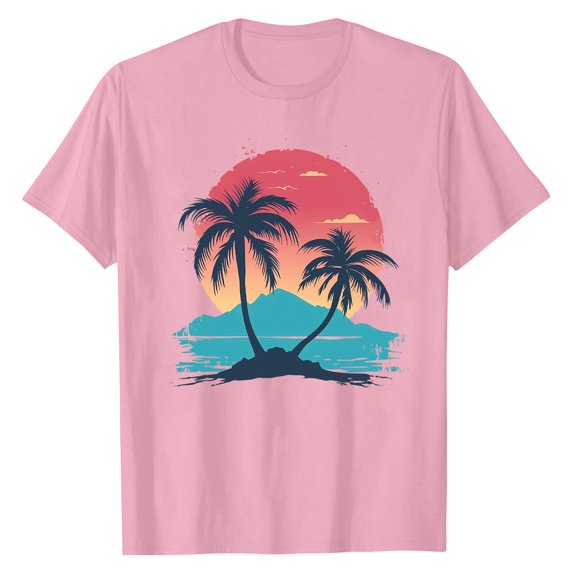 NAMTYQX Tops for Women Trendy Summer Gemustert Printed Cool Oversize Trendy Stretch Crewneck Loose Short Sleeve Blouses for Women Dressy Casual Pink Size XL