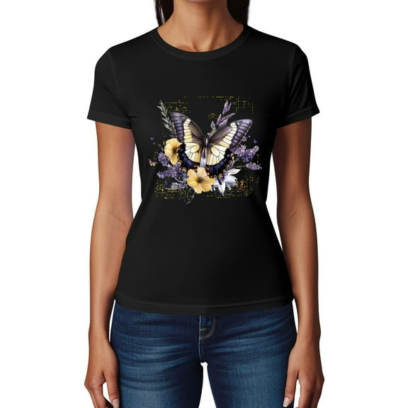 NAMTYQX Tops for Women Trendy Trendy Short Sleeve Fullprint Oversized Breathable Graphic Crew Neck Loose Fit Light Graphic Tees Black Size 4XL