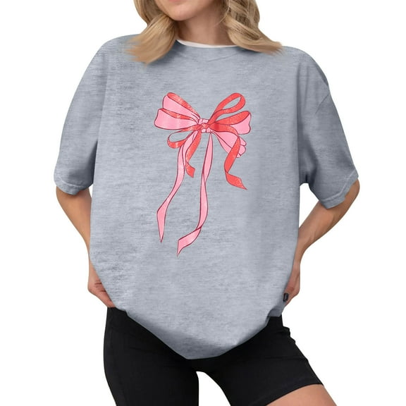 NAMTYQX Womens Blouses Breathable Plus Size Lightweight Printed Crew Neck Loose Muster Short Sleeve Fashion Casual Tops for Women Light Gray Size L