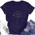 thumbnail image 1 of NAMTYQX Womens Short Sleeve Tops Oversized Short Sleeve Casual Print Lightweight Breathable Loose mit Print Crewneck Womens Shirts Dressy Casual Navy Size 2XL, 1 of 5