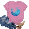 thumbnail image 1 of NAMTYQX Womens T Shirts Stretch Hawaiian O-Neck Plus Size Comfy Print Short Sleeve Muster Cool Going Out Tops for Women Pink Size XL, 1 of 3