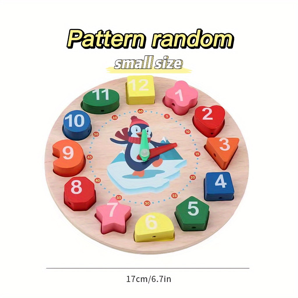 Early Learning Center Wooden Teaching Clock With Random Pattern, Toys