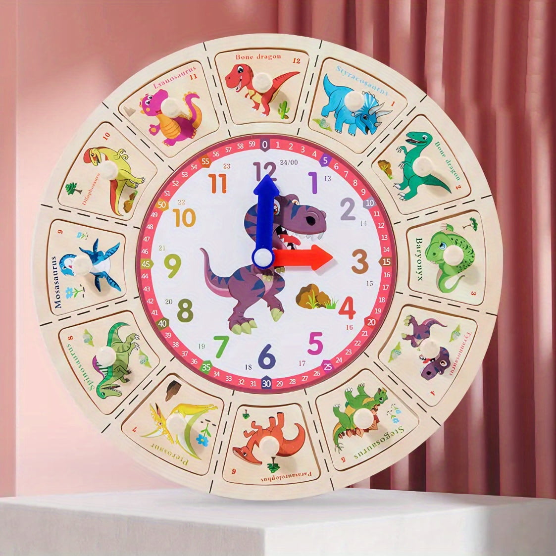 Early Learning Center Wooden Teaching Clock With Random Pattern, Toys