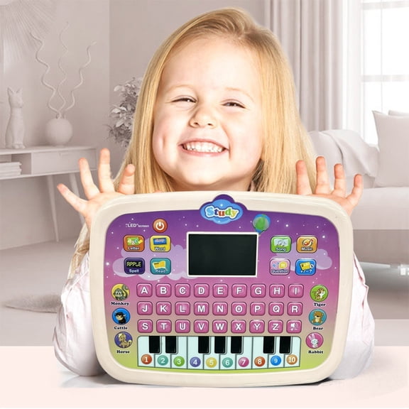Early Learning Tablet Toy, Multi-Function Educational Computer, Alphabet Number Spelling Math Quiz, Music Story Player, Pre Activity Console