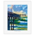 thumbnail image 1 of Early Light - Waves Breaking on Pier - From an Original Color Painting by Wade Koniakowsky - Fine Art Rolled Canvas Print 11in x 14in, 1 of 4