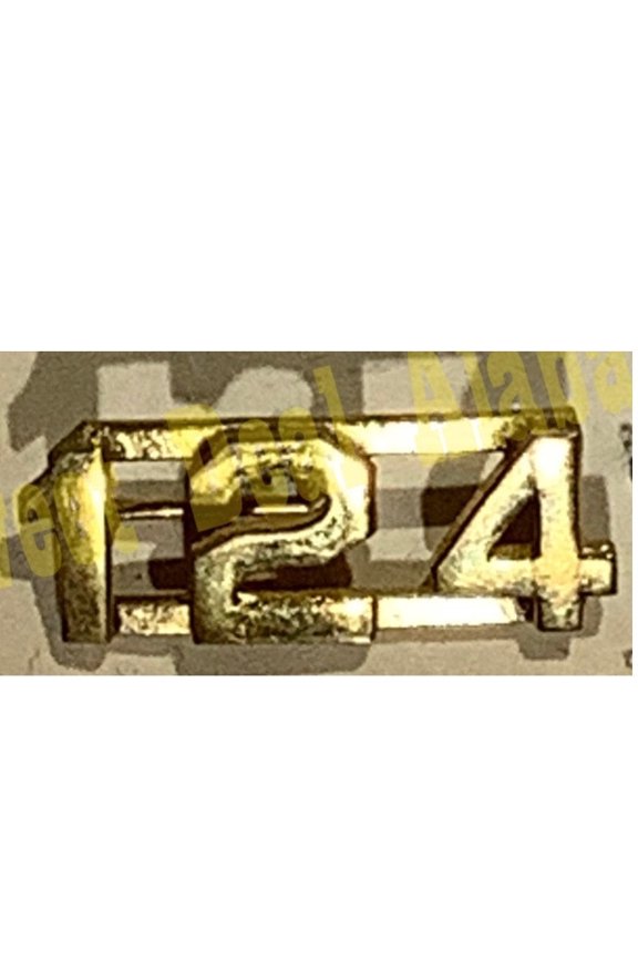 Early/Mid 1900s Brass C-Clasp Number "124" Collar Device 3/8"H Hat / Lapel Pin