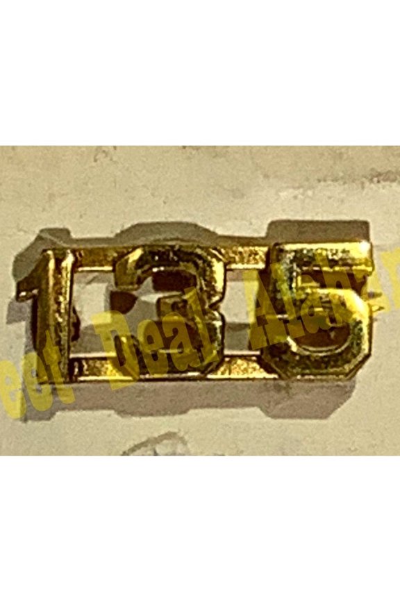 Early/Mid 1900s Brass C-Clasp Number "135" Collar Device 3/8"H Hat / Lapel Pin