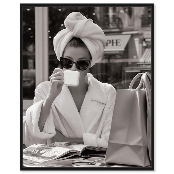 Early Morning Coffee Canvas Fashion Prints by Art Remedy, Black Frame, 36 x 45