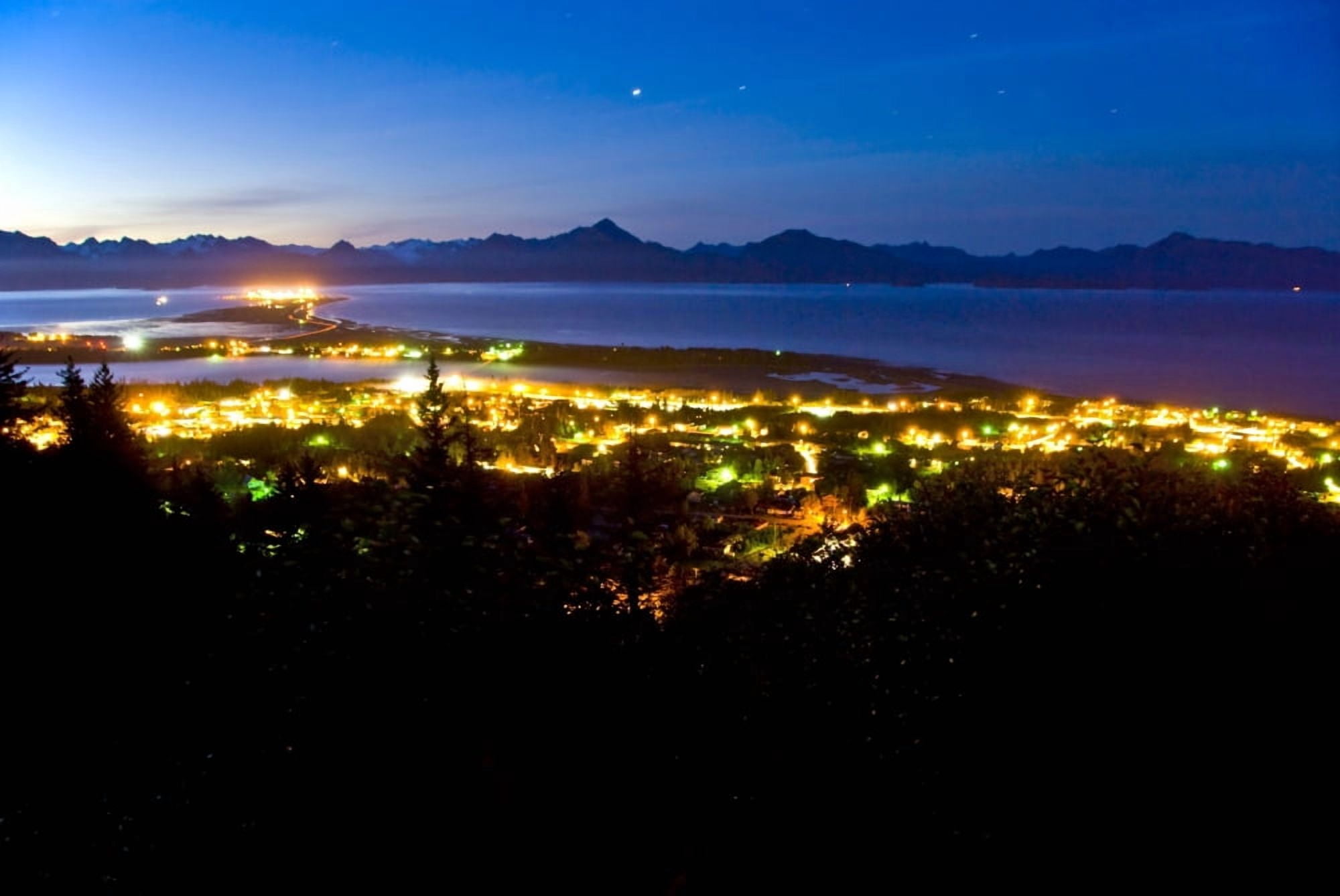 Early Morning View Of The Homer Spit As Night Gives Way To The Dawn Over The Kenai Mountains And Kachemak Bay On The Kenai Peninsula Of Southcentral Alaska Canvas Art - Bill Scott Design Pics (17 x 1