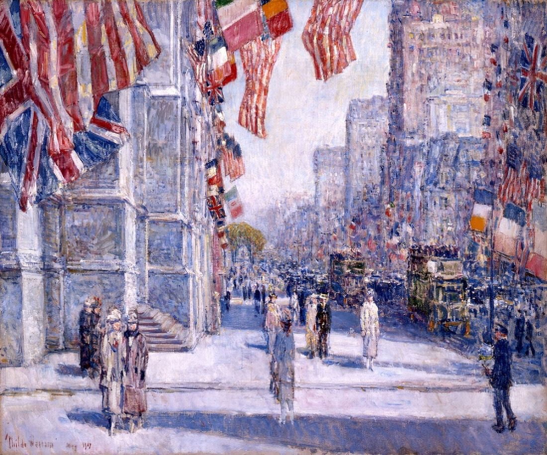 Early Morning on the Avenue Canvas Art - Childe Hassam (36 x 54)