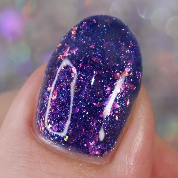 Whats Up Nails - Early Night Nail Polish Blue Flash Reflective with Iridescent Flakes and Glitter