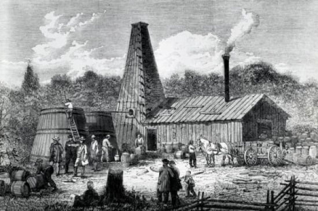 Early Oil Well 1866 Artist Unknown Print Canvas Art - (18 x 24)