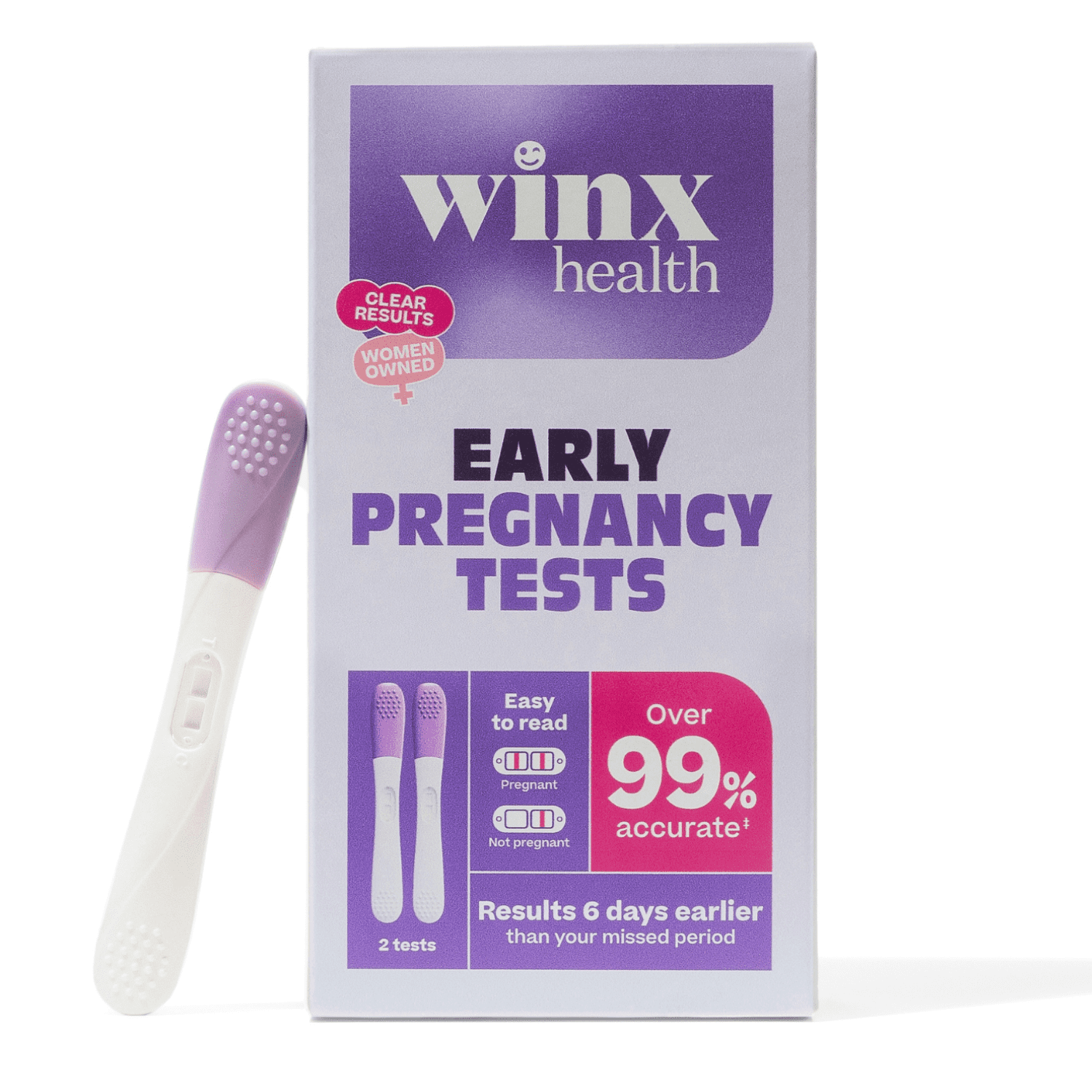 Winx Early Detection Pregnancy Test 2 Count, Home Use, 99% Accurate