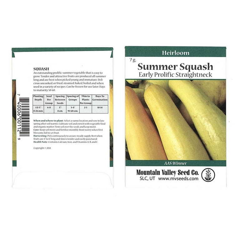 Early Prolific Straightneck Summer Squash Garden Seeds - 7 g Packet - Heirloom, Non-GMO - Vegetable Gardening Seed - Straight Neck Yellow Squash Early Prolific Straightneck Summer Squash Garden Seeds - 7 g Packet - Heirloom, Non-GMO - Vegetable Gardening Seed - Straight Neck Yellow Squash