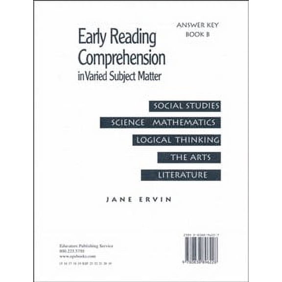 Early Reading Comprehension Book B, Answer Key (Homeschool Edition)