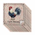 thumbnail image 1 of Early Rooster Cloth Napkins, Pink Spring Farmhouse Leaves Burlap Washable and Reusable Dinner Napkins Set of 8, Table Napkin for Kitchen Party Birthday Wedding Hotel Housewarming 20"x20", 1 of 9