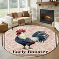 thumbnail image 1 of Early Rooster Round Area Rug 7Ft Washable Circle Rugs for Dorm Laundry Room, Pink Spring Farmhouse Leaves Burlap Non-Slip Carpet Floor Mats Indoor Outdoor Carpet Runner Aesthetic Home Decor, 1 of 8