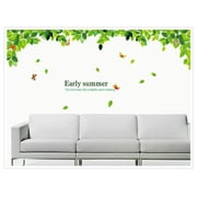 Early Summer Wall Stickers Wall Decal  Green Leaves Butterfly for Kindergarten Living Room Children's Room TV Sofa Background Wall Art Decors Window Dressing Thanksgiving Christmas