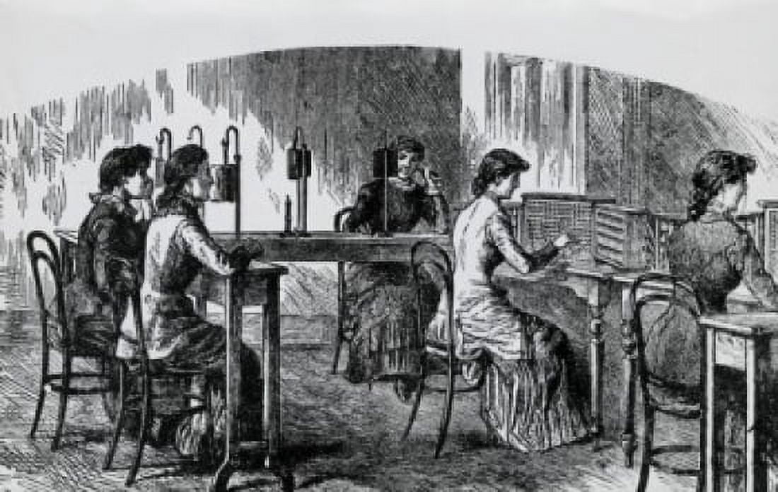 Early Telephone Operators Artist Unknown Canvas Art -  (24 x 36)