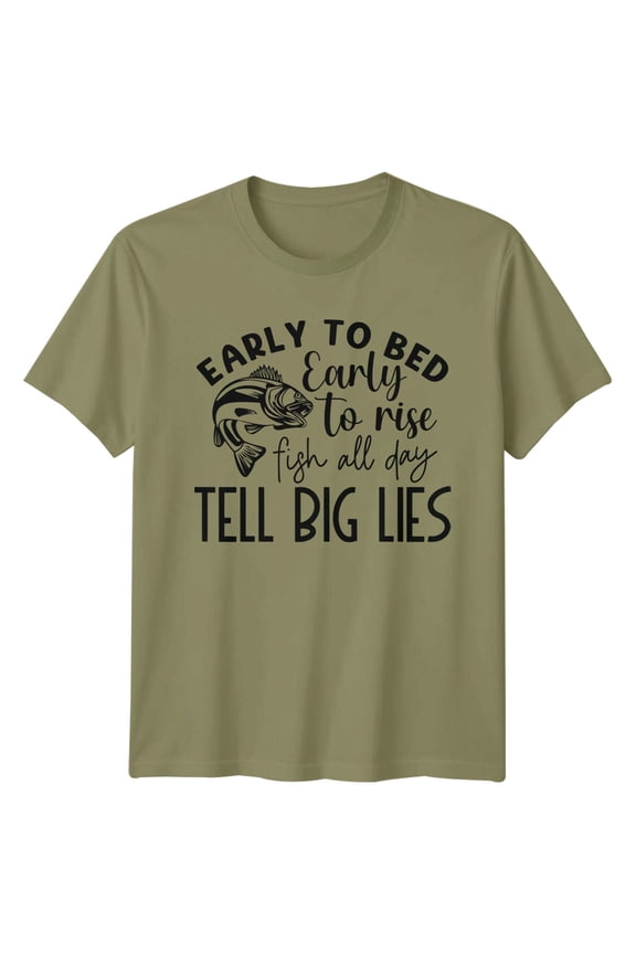 Early To Bed Fishing Hobbies Mens T-Shirt Fish All Day Tee