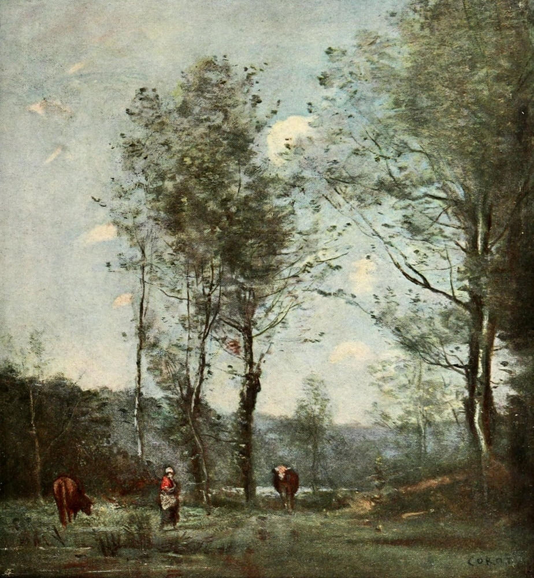 Early hour Corot & Millet 1902 Canvas Art - Jean-Baptiste Camille Corot (24 x 36)