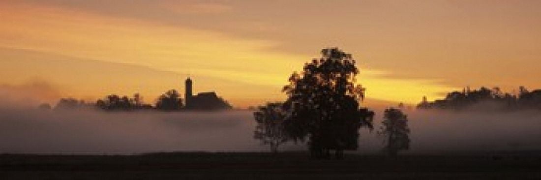 Early morning fog near Seeg Ostallgau Bavaria Germany Canvas Art - Panoramic Images (18 x 6)