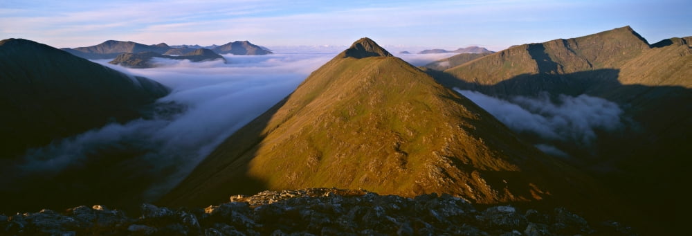 Early morning light on Buachaille Etive Beag Glen Coe Scotland Canvas Art - Panoramic Images (13 x 36)