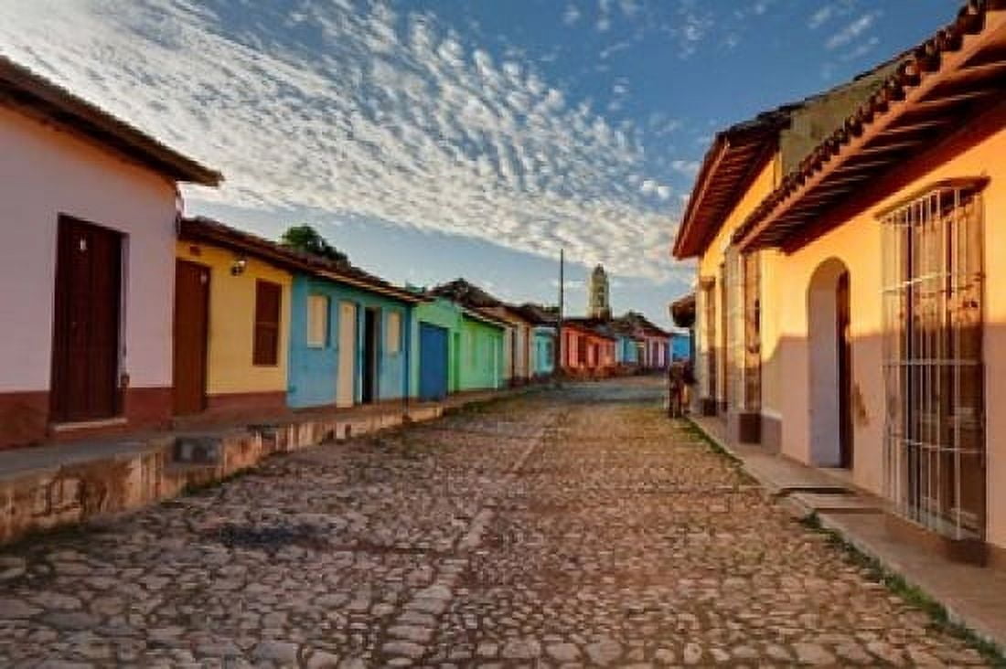 Early morning view of streets in Trinidad Cuba Canvas Art - Adam Jones DanitaDelimont (39 x 26)