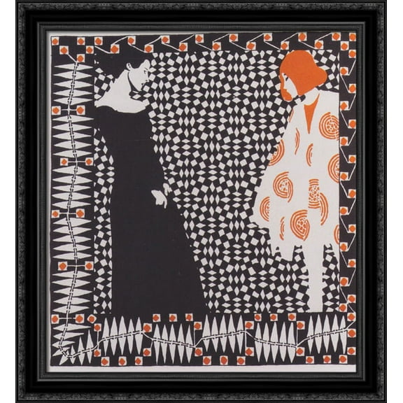 Early spring. Illustration to a poem by Rainer Maria Rilke. 28x30 Large Black Ornate Wood Framed Canvas Art by Koloman Moser