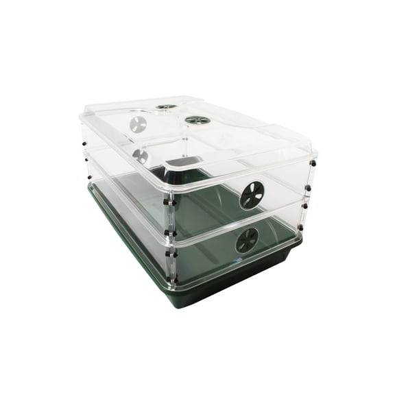 EarlyGrow 93807 24" x 15" x 12.75" Domed Propagator with 2 Height Extenders, Green