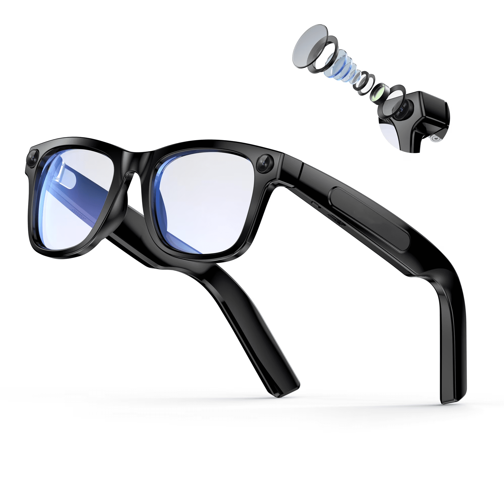 EarlySincere 2026 Ai Smart Glasses for Men Women, 8mp 4k Hd Camera Glasses, 410mah Battery, Supports Photo/Video/Audio Recording, Ai Voice Control, Ai Glasses with Bluetooth Calling(photochromism)