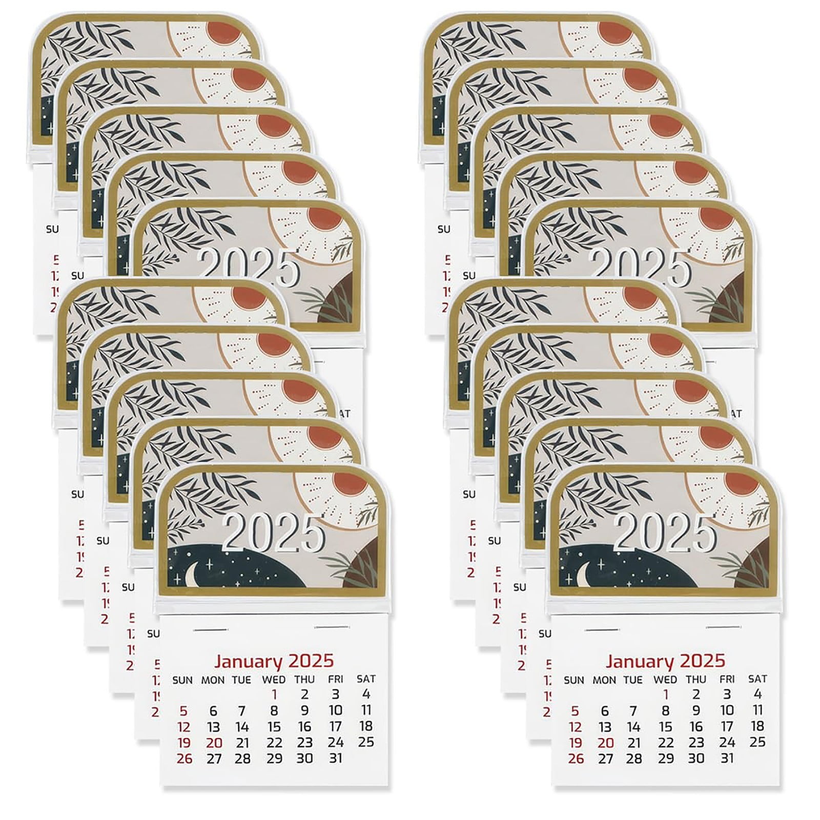 Earmouse 20 pcs 2025 mini stick on calendar adhesive peel and stick car