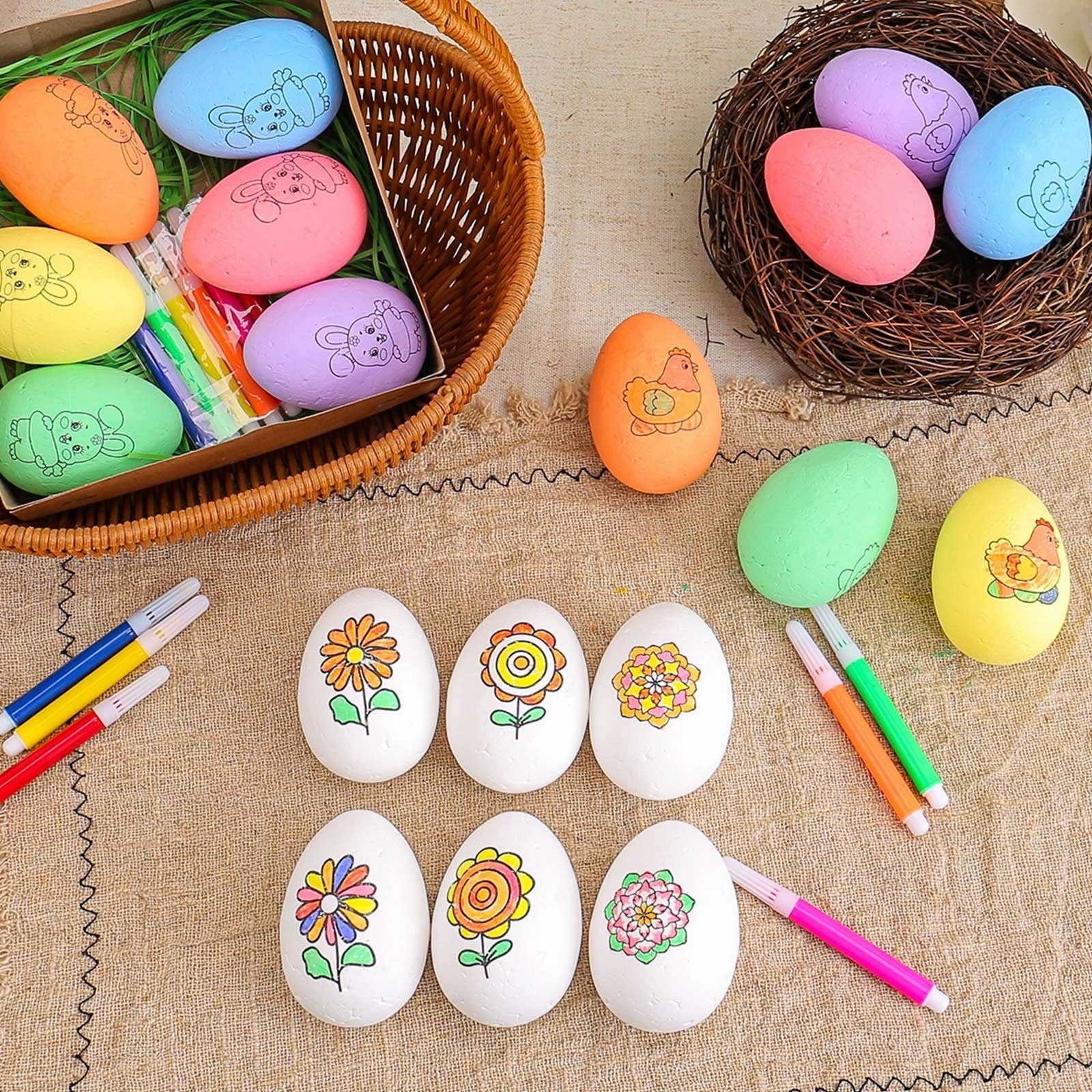 Earmouse Easter Egg Coloring Set (6 Eggs and 6 Colored Pens) & Easter Family Activities Party ...