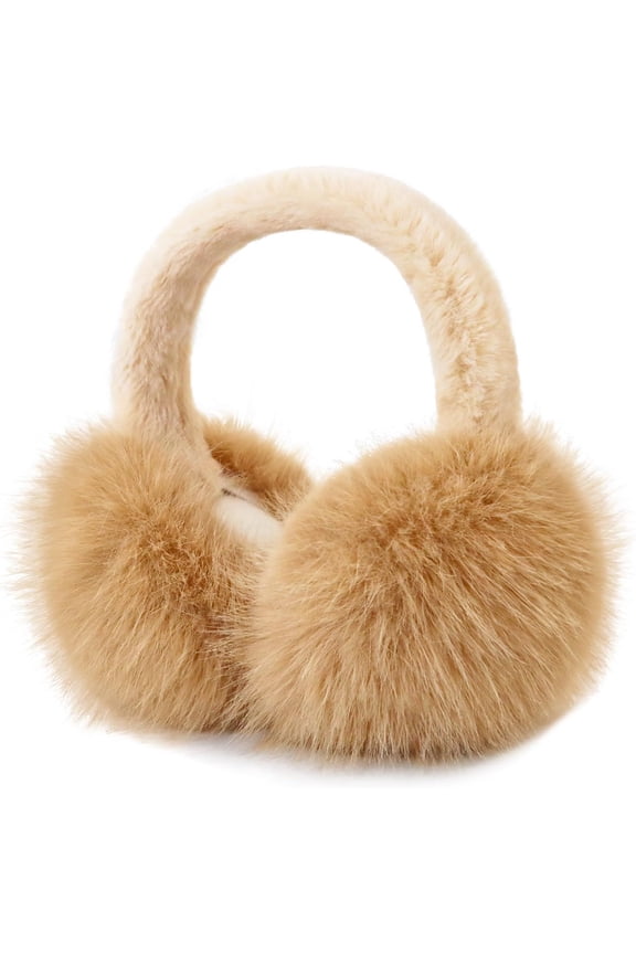 Earmuffs for Women Girls Faux Fur Fuzzy Headband Foldable Ear Covers Cold Weather Accessory