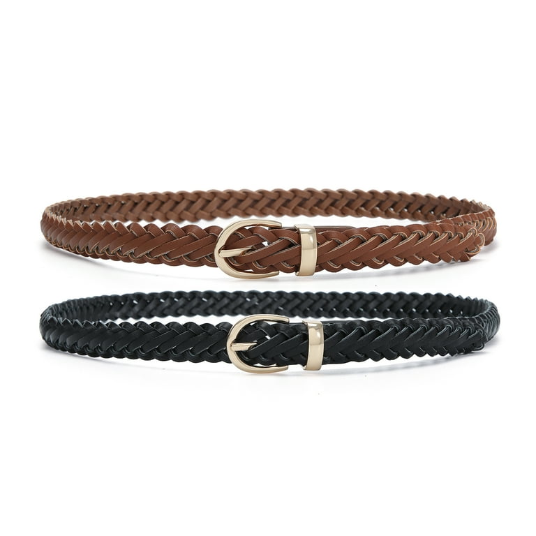 Earnda Pack Thin Braided Belts for Women Classic Waist Belt