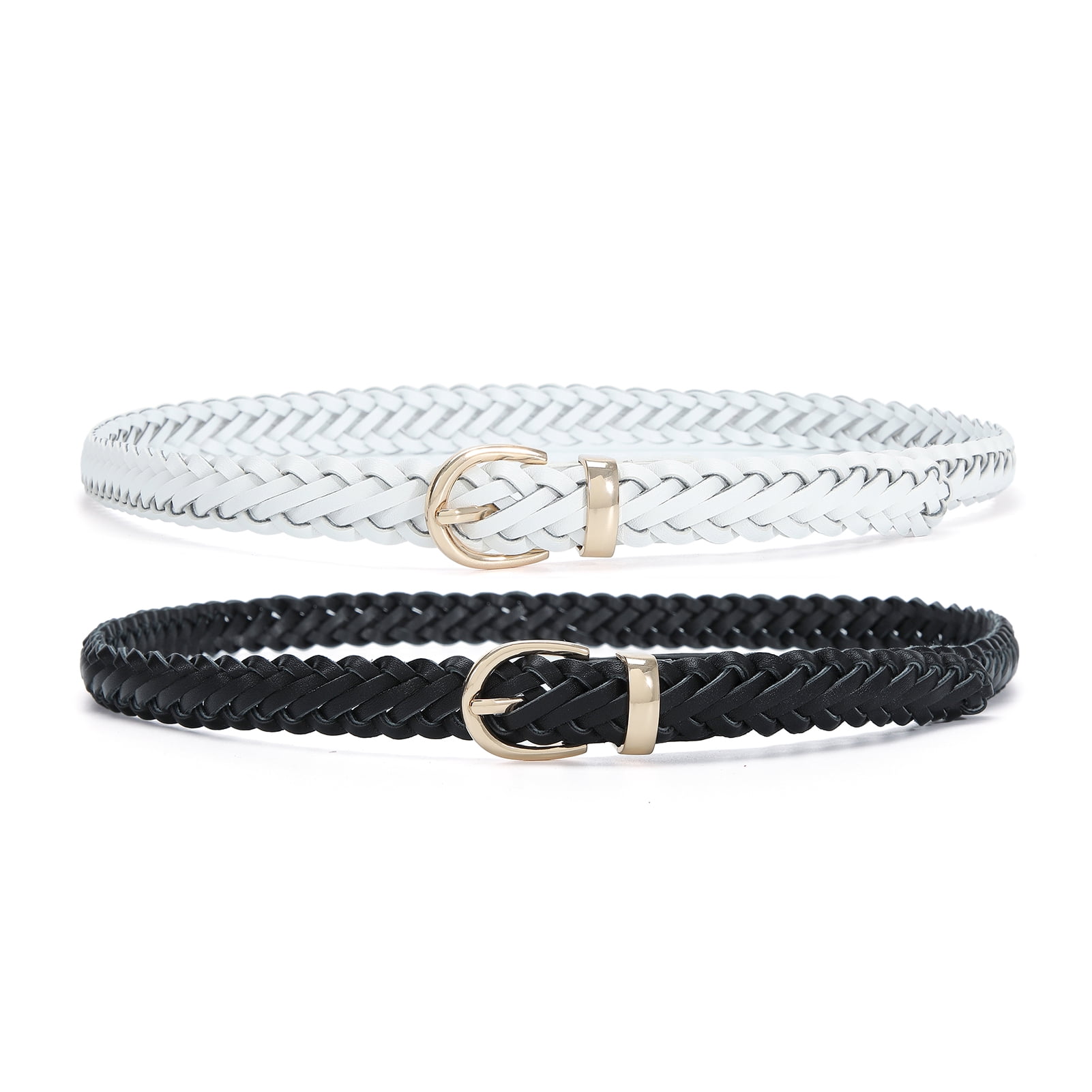 7372 2 Pack Women Skinny Leather Belts Thin Braided Casual s-l1200.jpg main image 2