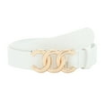 thumbnail image 1 of Earnda Women Gold Buckle Belt Ladies White Faux Leather Belt, 1 of 5
