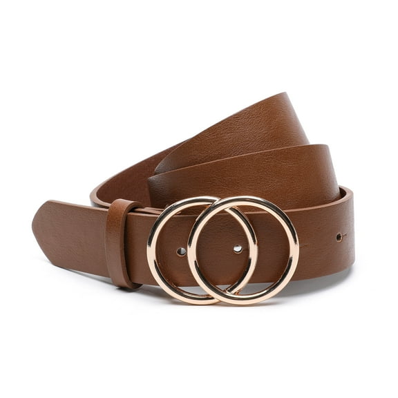 Earnda Women's Leather Belt Fashion Soft Faux Leather Waist Belts Brown Small