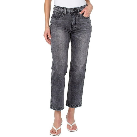 Earnest Sewn Womens Faded Denim Straight-Leg Ankle Jeans