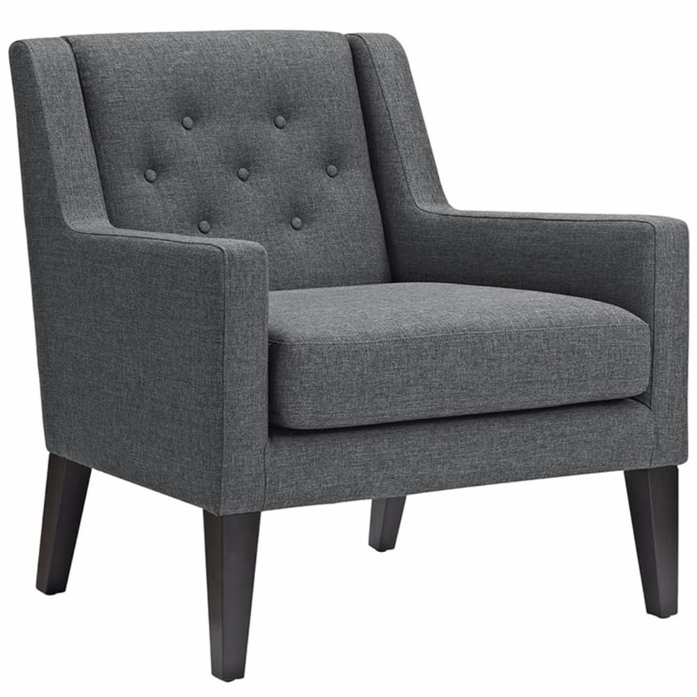 Elegant Gray Tufted Wingback Accent Chair with Tapered Legs