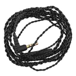 Earphone Audio Cable Repair Replacement 3.5mm Jack DIY Elbow Headphone 4 Copper Core Wire with Mic Volume Control(Black)