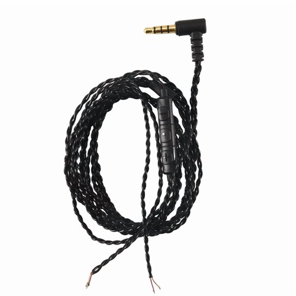 Earphone Audio Cable Repair Replacement 3.5mm TRS Jack DIY Elbow Headphone 4 Copper Core Wire with Mic Volume Control(Black),1 x 3.5mm Earphone Repair Cable with Mic Cable Controller,Black