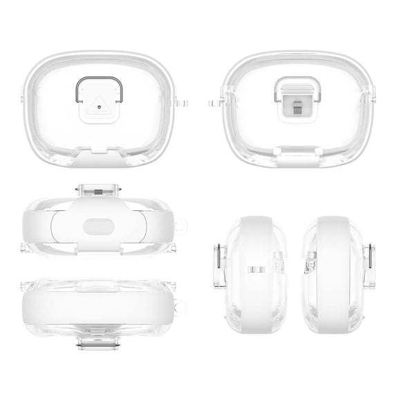 Earphone Case Covers For Beam/vibe Beam 2/Vibe 200TWS With Carabiner & Holder Transparent Tpu Protective Cover With Lock Clip Lightweight Headphone Sleeve For Sports Travel Daily Use (White)