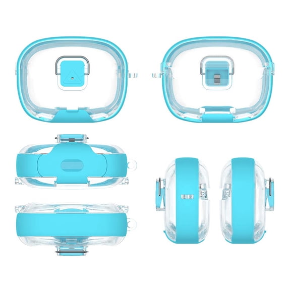Earphone Case Covers For Beam/vibe Beam 2/Vibe 200TWS With Carabiner & Holder Transparent Tpu Protective Cover With Lock Clip Lightweight Headphone Sleeve For Sports Travel Daily Use(blue)