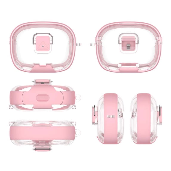 Earphone Case Covers For Beam/vibe Beam 2/Vibe 200TWS With Carabiner & Holder Transparent Tpu Protective Cover With Lock Clip Lightweight Headphone Sleeve For Sports Travel Daily Use(pink)