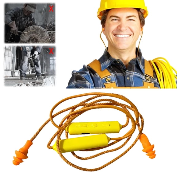 Earphone Ear Plugs for Work, Earphones, Bluetooth Earphones, Work Earbuds Hidden in Ear Headphones Isolating(1 pair of earphones + 1*data cable + 2*clips)-B,Orange