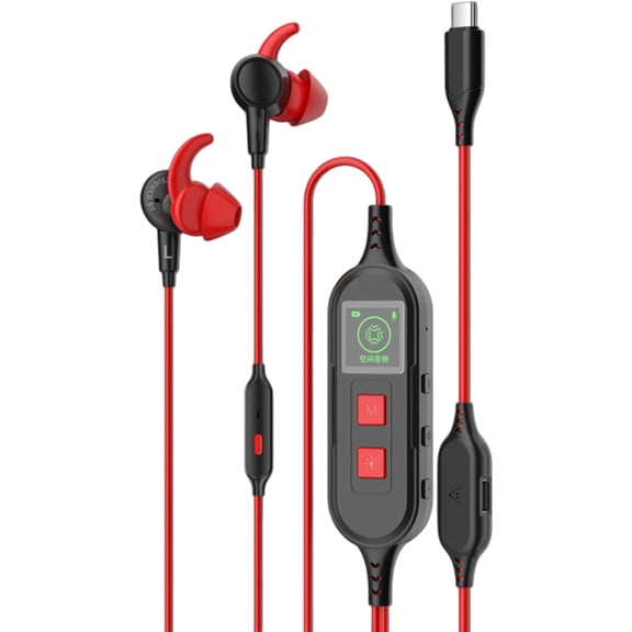 Earphone Sound Card Tuning Charging Screen Display Type C In Ear Electric Sports Gaming Earphone for Laptop Phone