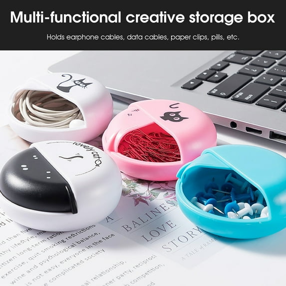 Earphone Storage Box Multifunctional Anti-fall Mini Cartoon Wire Cable Rotating Carry Pouch Earphone Accessories,G